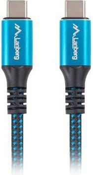Actual product image Lanberg CA-CMCM-45CU-0012-BK USB cable USB4 Gen USB C Black, Blue (1.20 m, USB 4.0, 100 W)