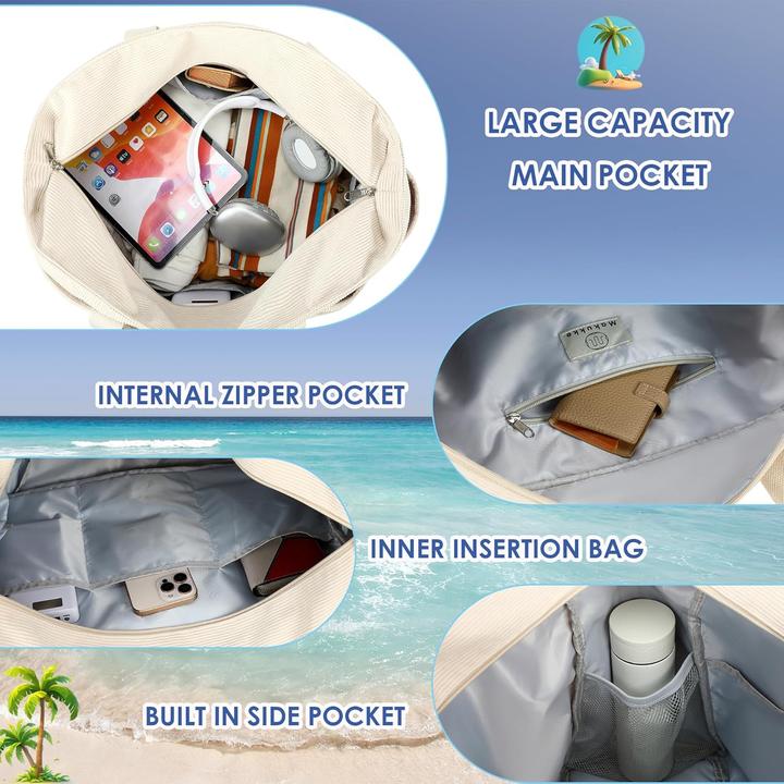 Image du produit Makukke Strandtasche XXL mit Schuhfach und Reissverschluss