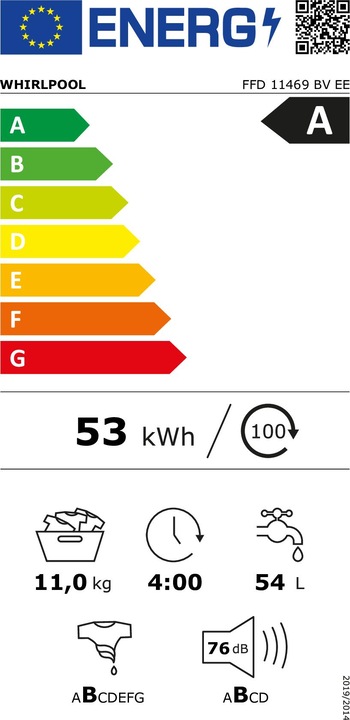 Energy Label Whirlpool FFD 11469 BV EE (11 kg, Left)