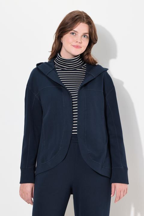 Image du produit Ulla Popken Veste à capuche en molleton de coton bio, coupe ouverte (50, 52)