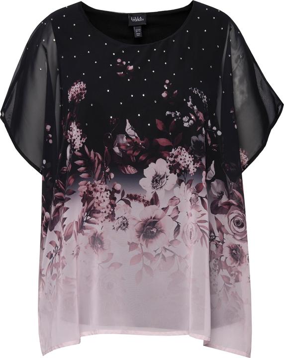 Produktbild Ulla Popken Blusenshirt, oversized, Chiffon mit Blüte, Jersey (50, 52)