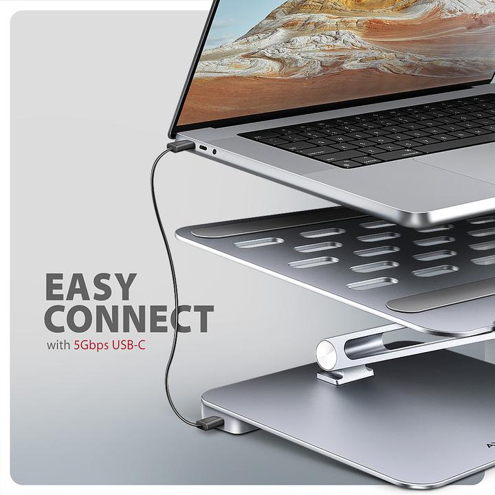 Produktbild Axagon HMC-STND Ständer für Laptops und Tablets, USB-C-Hub - silber (USB-C, 6 Ports)