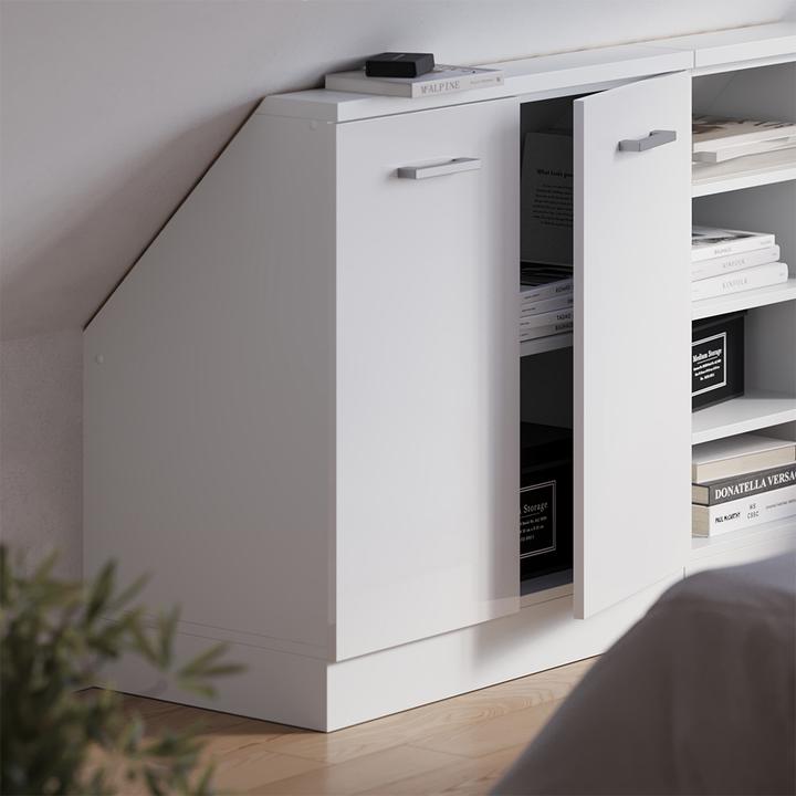 Produktbild Vichy Dachschrägenschrank Rion, Weiss/Weiss Hochglanz, mit 2 Türen (46 x 46 x 81.60 cm)