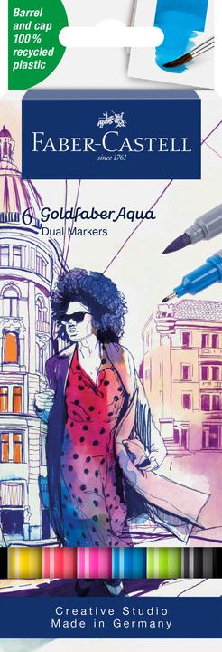 Produktbild Faber-Castell GOFA AQUA DUAL MARKER - Farbstoffmarker (Mehrfarbig, 0.40 mm, 6 x)