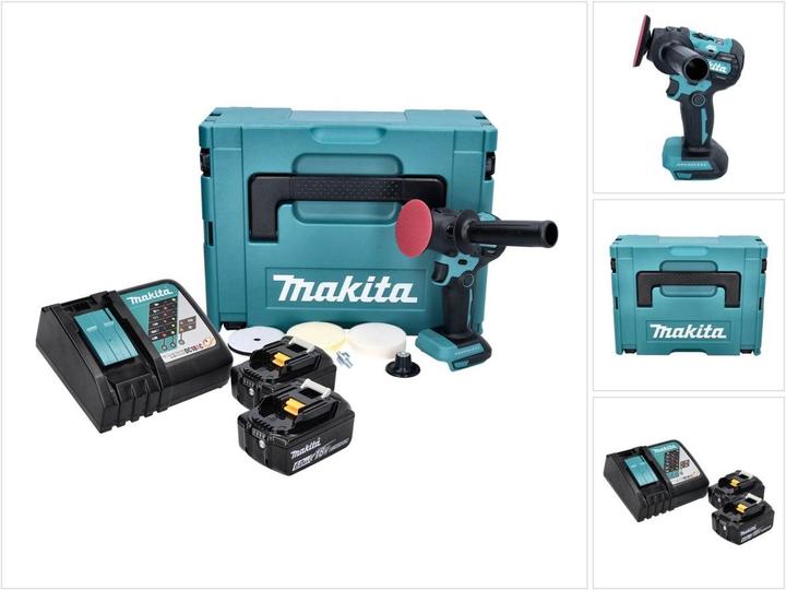 Produktbild Makita DPV 300 RGJ Akku Schleifer Polierer 18 V 50 / 80 mm Brushless + 2x Akku 6,0 Ah + Ladegerät + (Exzenterpolierer)