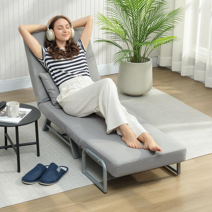 Produktbild Homcom Schlafsessel Polyester, Metall Hellgrau