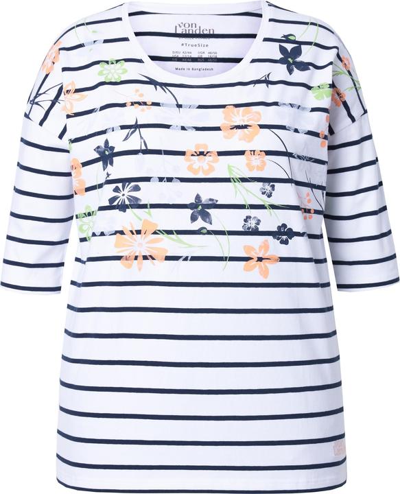 Produktbild Ulla Popken T-Shirt, Ringel, Blüten, oversized, Rundhals, Halbarm (62)