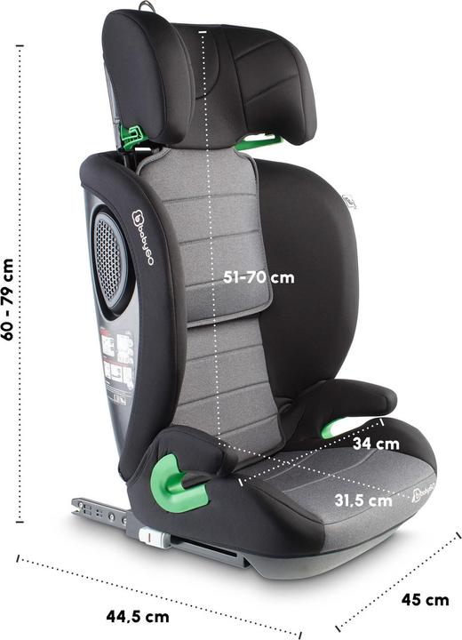 Produktbild BabyGo Safechild 2, grau (Kindersitzerhöhung, ECE R129/i-Size Norm)