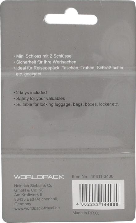 Image du produit Worldpack Accessoires de voyage Serrure à bagages 3 cm