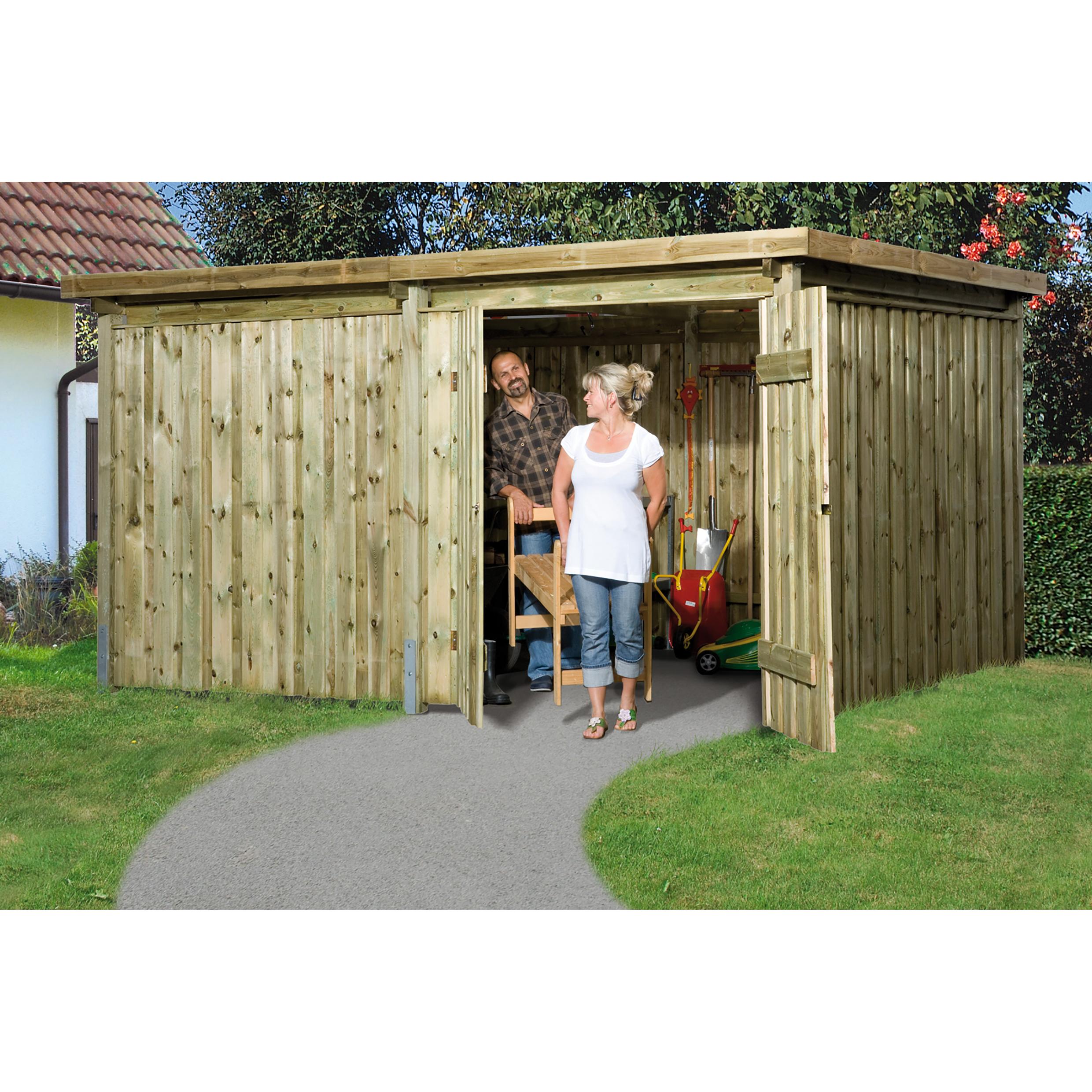 Weka Holzbau, Gartenhaus + Gartenschrank, Lagerhaus 607 Variante 4 389 x 288 cm