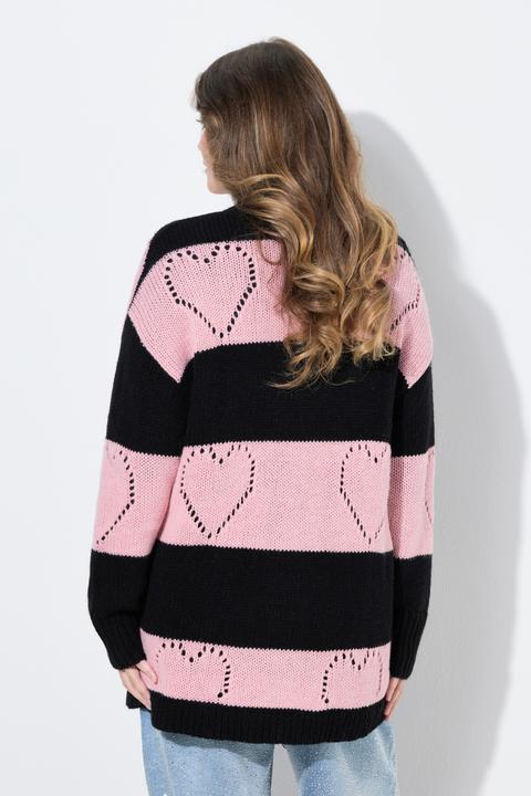 Produktbild Miamoda Strickjacke, Regular Fit, Blockstreifen, Herz-Muster (54)