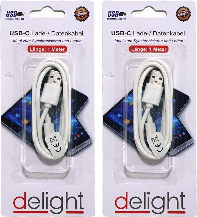 Actual product image Top ten Set of 2 USB-C charging cable and data cable, 1m, white (1 m)