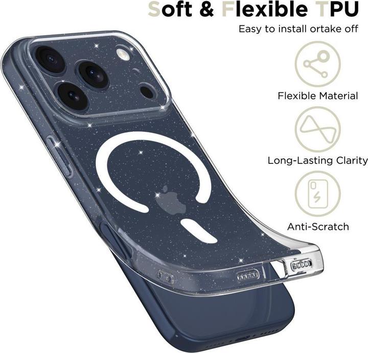 Actual product image Tech-Protect FlexAir MagSafe Case für iPhone 17 Pro Max – Klarer Glitzer (Apple iPhone 17 Pro Max)