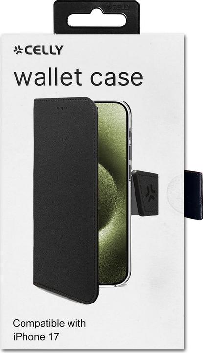 Actual product image Celly Wally book case for iPhone 17 black (Apple iPhone 17)
