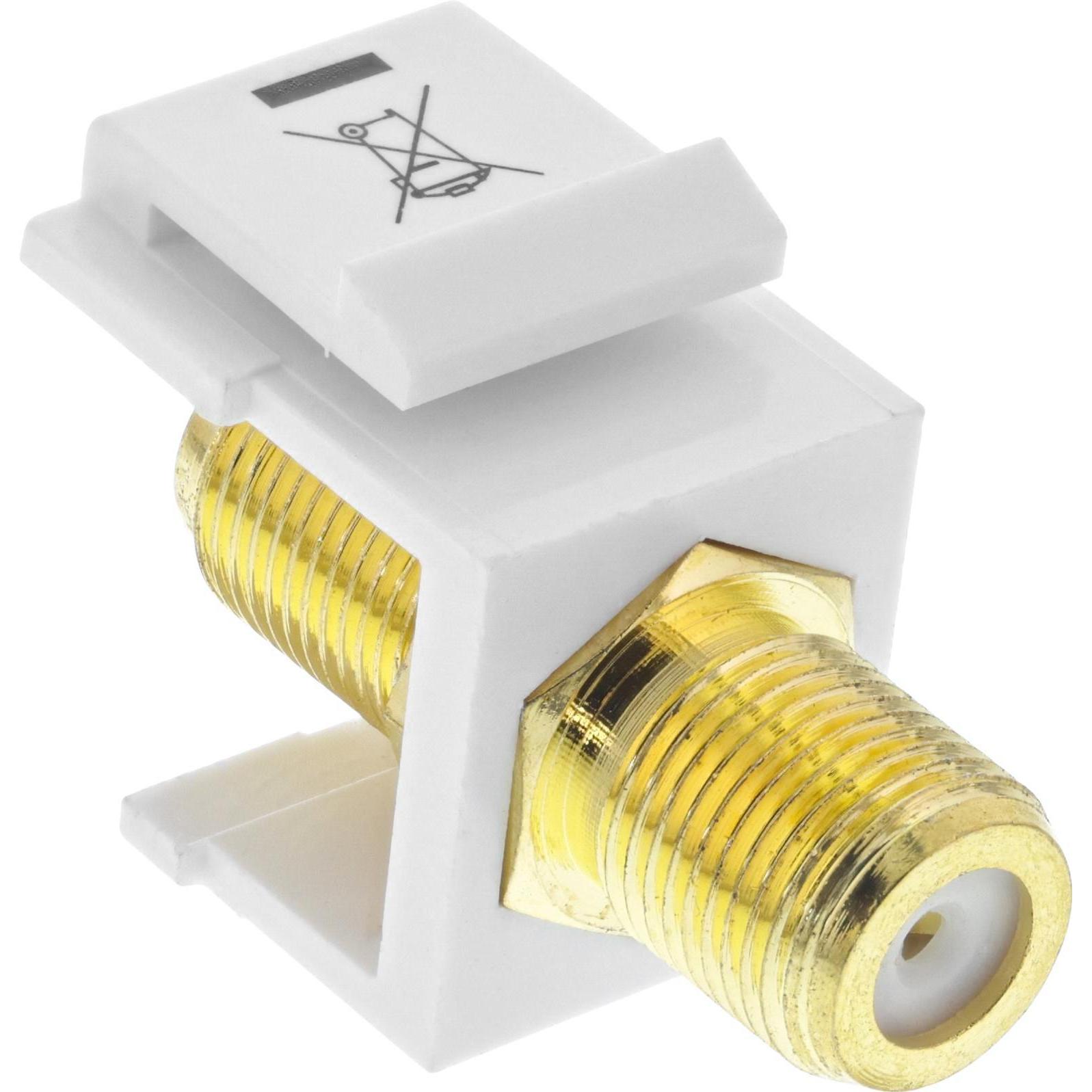InLine Keystone Einbauadapter, Verbindungskupplung für Sat-Kabel, 2x F-Buchsen, weiss (Keystone Modul), Netzwerk Zubehör