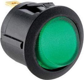 Produktbild RND Components Wippschalter, 12V, 10 A, 1 Schliesser, EIN-AUS rastend, Schwarz/Grün