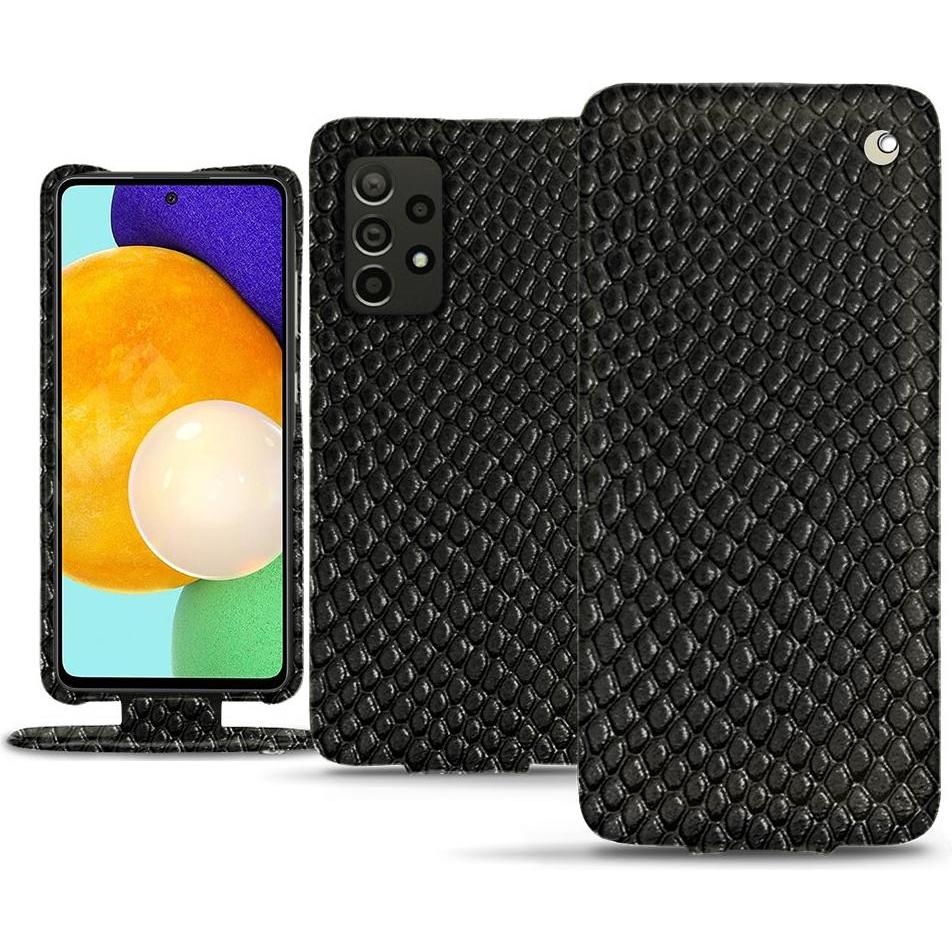 Noreve Lederschutzhülle vertikal (Samsung Galaxy A52), Smartphone Hülle, Schwarz