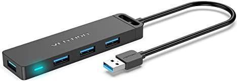 Produktbild Vention USB2.0 to USB2.0 x 4 Hub with Power supply Black 0.15m (USB-C, 4 Ports)