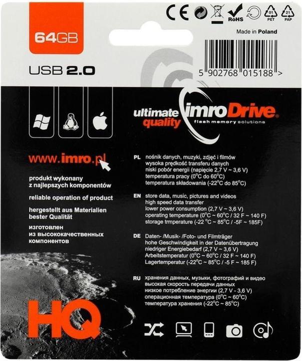 Productafbeelding IMRO AXIS/64G USB Flash Drive USB Type-A 2.0 (64 GB, USB-A)