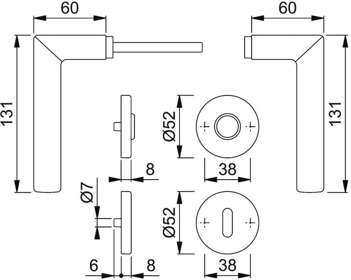 Actual product image Hoppe Rosette set Stockholm E1140Z/42KV/42KVS stainless steel F69 round OB DIN left / right D/D (Door handle)