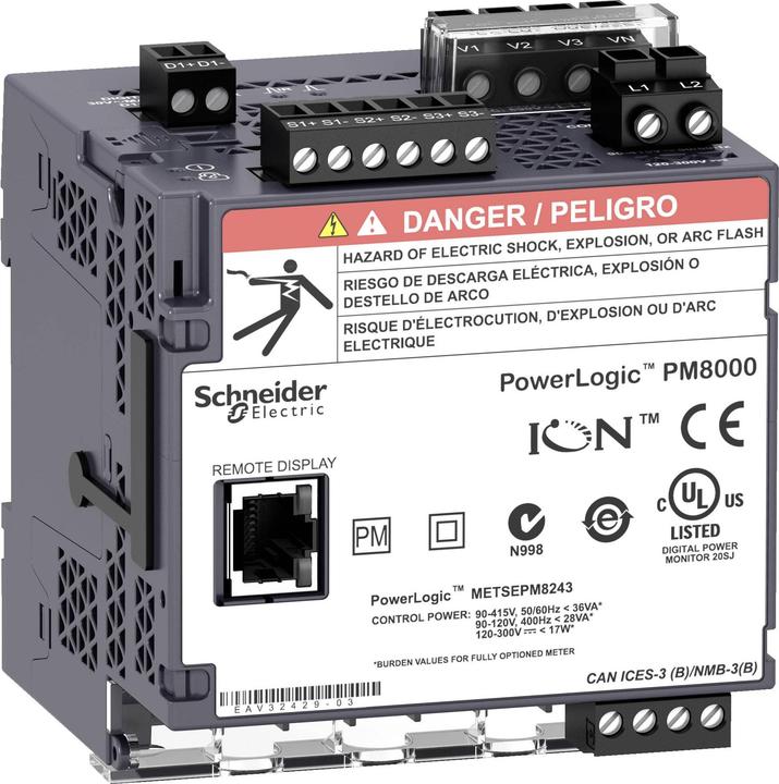 Immagine prodotto Schneider Analizzatore di potenza ION classe A, PowerLogic PM8343, avanzato, guida DIN senza display, 512 MB