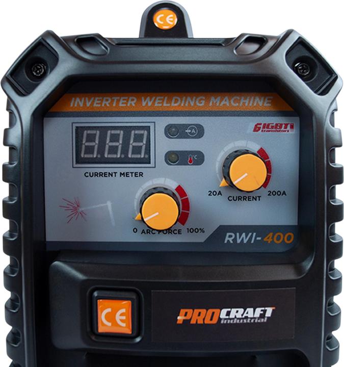 Actual product image Procraft industrial RWI-400 inverter welding machine 7 kW 20 - 200 A MMA + welding shield + wire