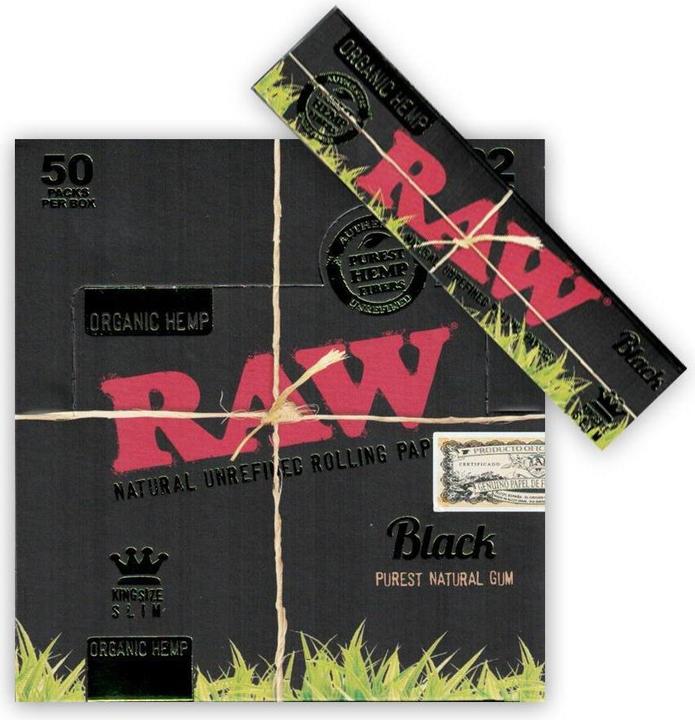 Actual product image RAW Black Organic Hemp KS Slim (50s)