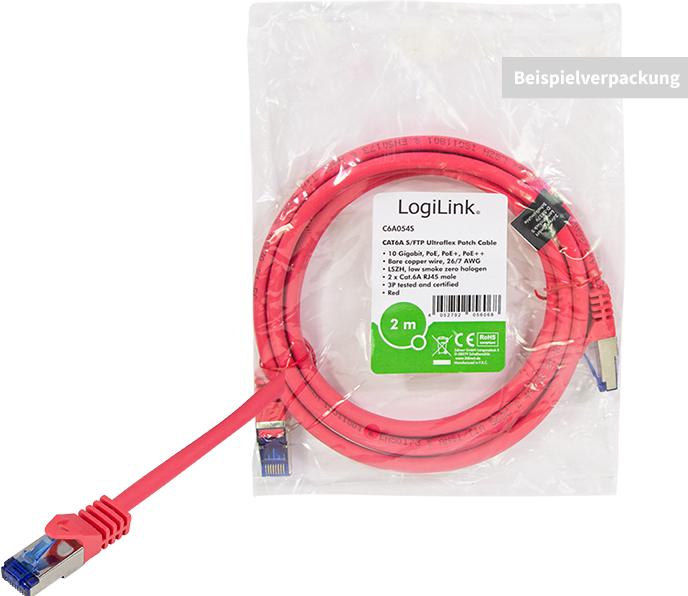 Actual product image LogiLink Patch cable Ultraflex, Cat.6A, S/FTP, 10 m, red (S/FTP, CAT6a, 10 m)
