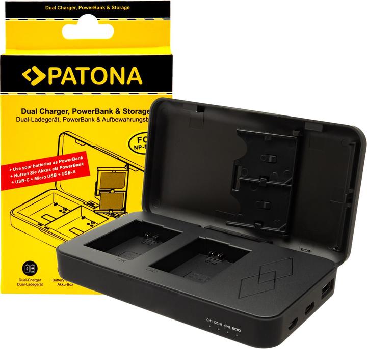 Patona Dual Ladegerät NP-FW50 Powerbank (Kamera Akku Ladegerät)