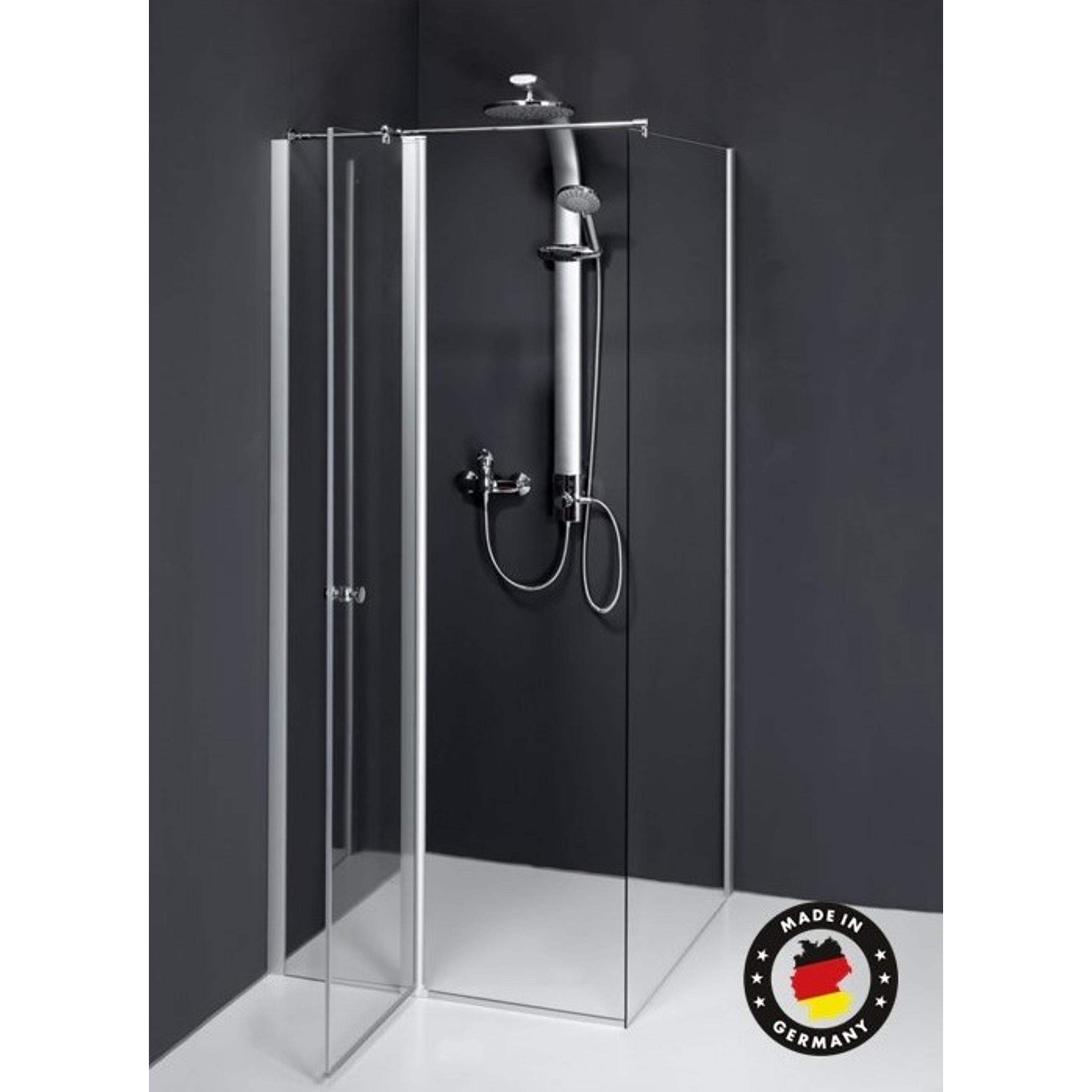 Dusbad, Duschkabine + Duschwand, Duschkabine/ Duschabtrennung Vital 5 Pendeltür an Festteil mit Seitenwand ESG 5mm (80 c...