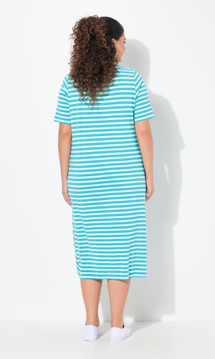 Produktbild Ulla Popken Midikleid, Ringel, A-Linie, V-Ausschnitt, Halbarm, Taschen (54)