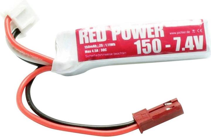 Actual product image Red Power Model making battery pack (LiPo) 7.4 V 150 mAh Softcase JST (7.40 V, 150 mAh)