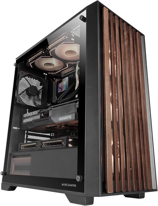Actual product image Mars Gaming Boitier Moyen Tour Atx Mc-Wood RGB Avec Panneau Vitré (Noir/Transparent) (ATX, mATX, Mini-ITX)