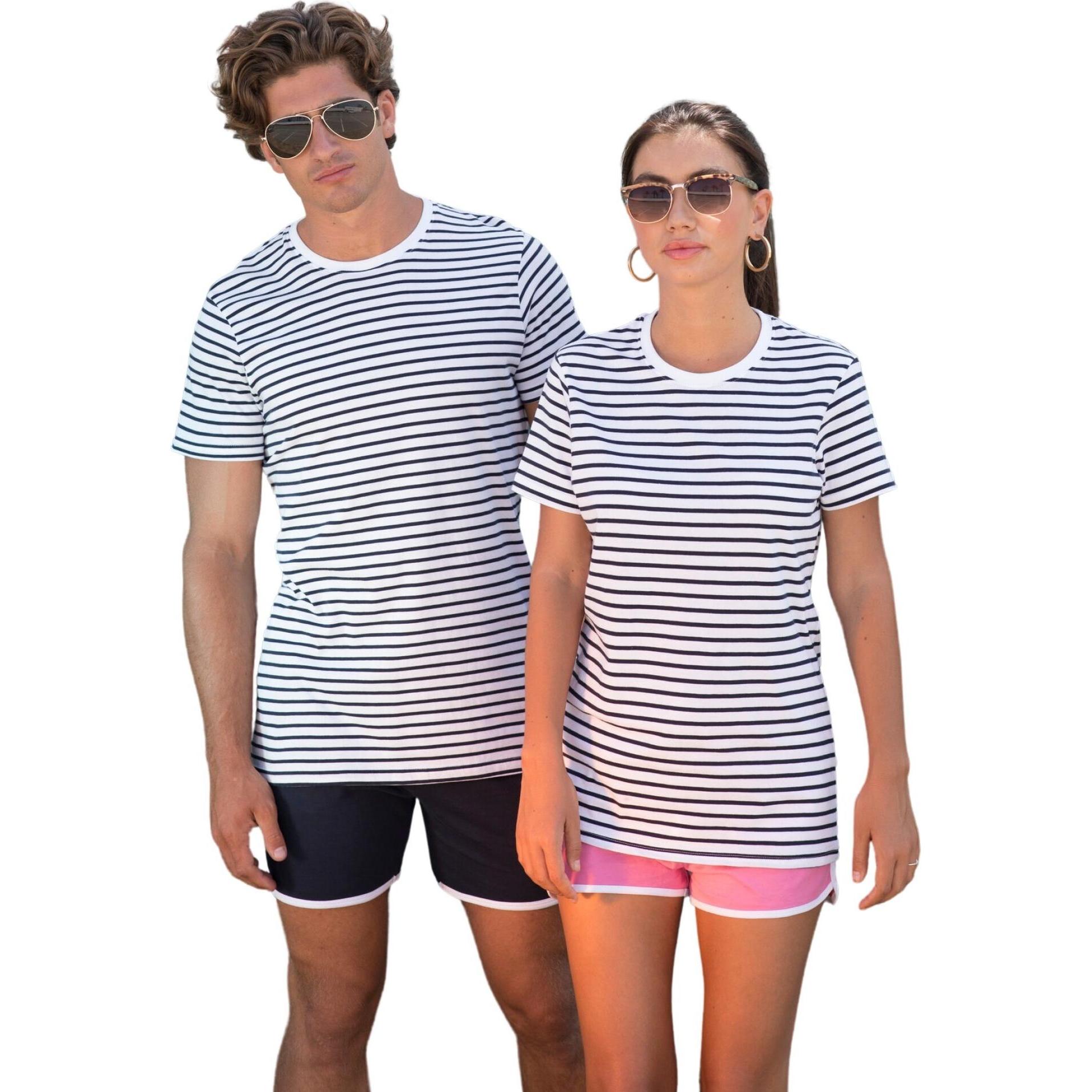Thumbnail - Skinni Fit, Herren, Shirt, Gestreiftes T-Shirt, Weiss, (XXS)