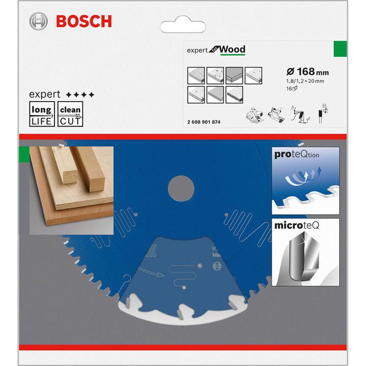 Productafbeelding Bosch Professional Zubehör Cirkelzaagblad Expert voor hout 168 x 20 x 1,8/1,2 mm, T16