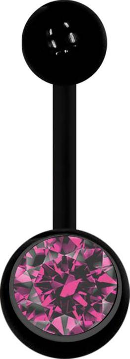 Actual product image Star Piercing Banana black with ball and ball crystal pink (Plastic, without brass)