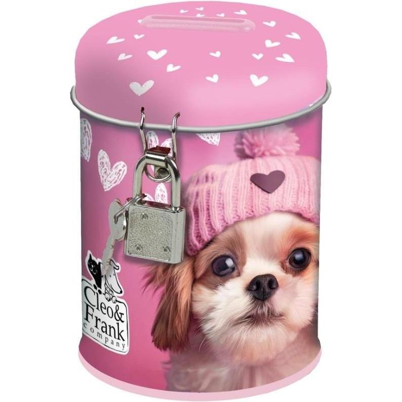 Derform, Salvadanaio, Sparschwein mit Vorhängeschloss Rosa Welpe