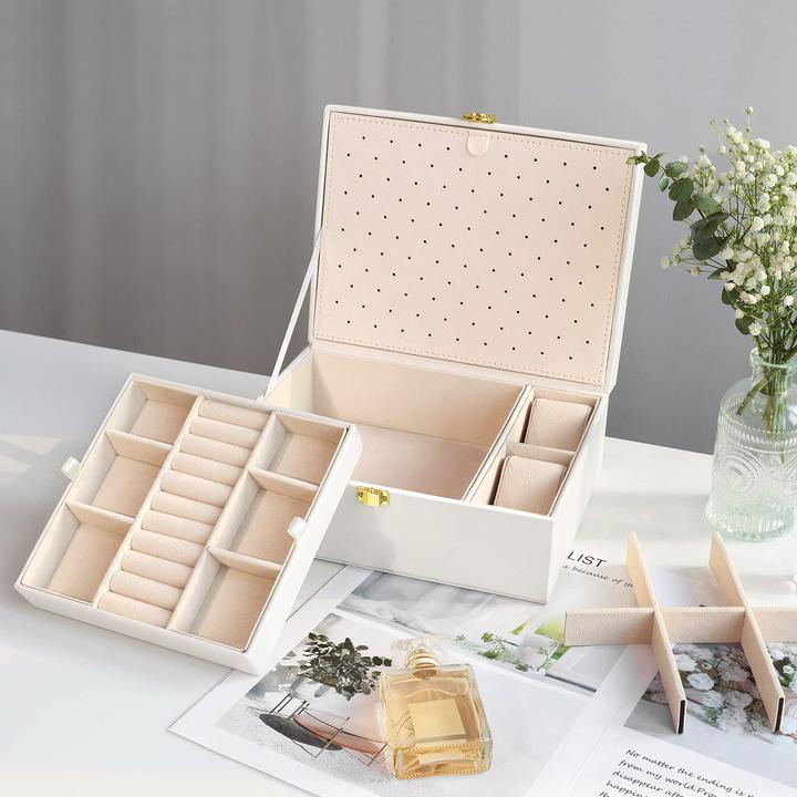 Produktbild Only-Bags.Store Schmuckkästchen für Halsketten, Ohrringe, Armbänder, Ringe, Uhren, mit abnehmbaren