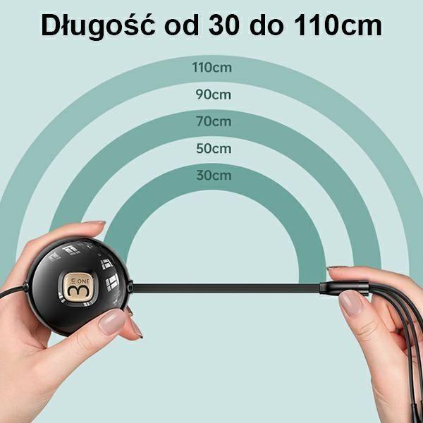 Actual product image Usams USB Usa Cable U69 3w1 1m Green / Green (lightning / microUSB / USB-C) SJ508USB03 (US-SJ508) (1 m)