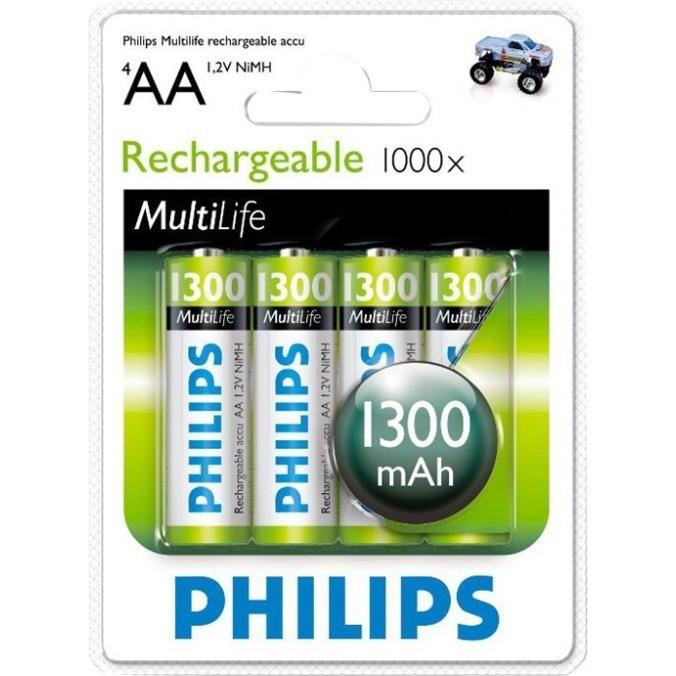 Thumbnail - Philips Akku Rechargeable (4 Stk., AA, 1300 mAh), Batterien + Akkus