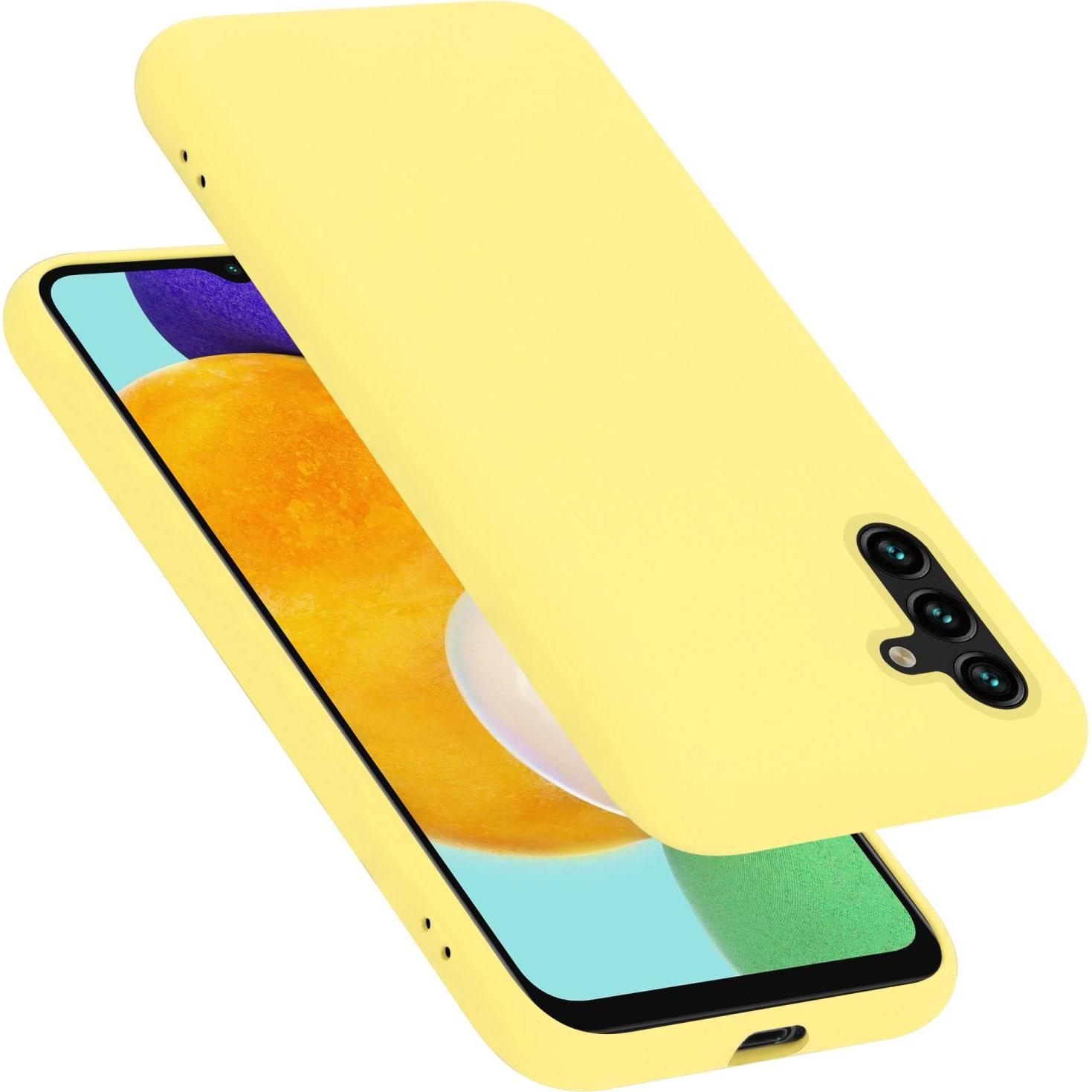 Cadorabo TPU Liquid Silicone Case Hülle (Samsung Galaxy A13 5G), Smartphone Hülle, Gelb