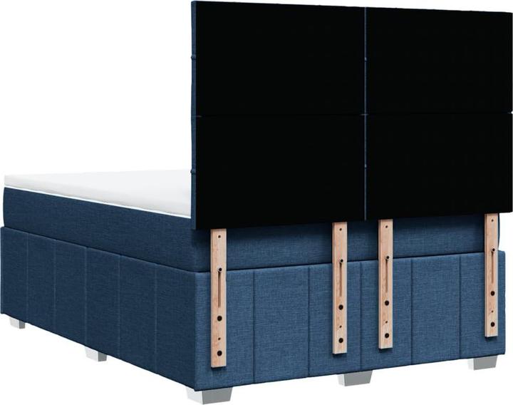 Produktbild vidaXL Boxspringbett Doppelbett Polsterbett Bett Matratze Blau 160x200cm Stoff (160 x 200 cm)