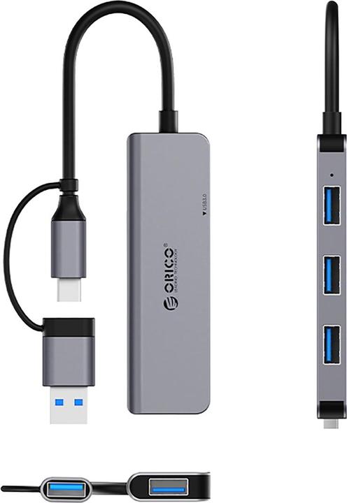 Produktbild Orico Converter YSA5-U3 USB-A/USB-C Hub Docking Station 3x USB-A 2.0 + 1x USB-A 3.0 - Gray (USB-A, USB-C, 4 Ports)