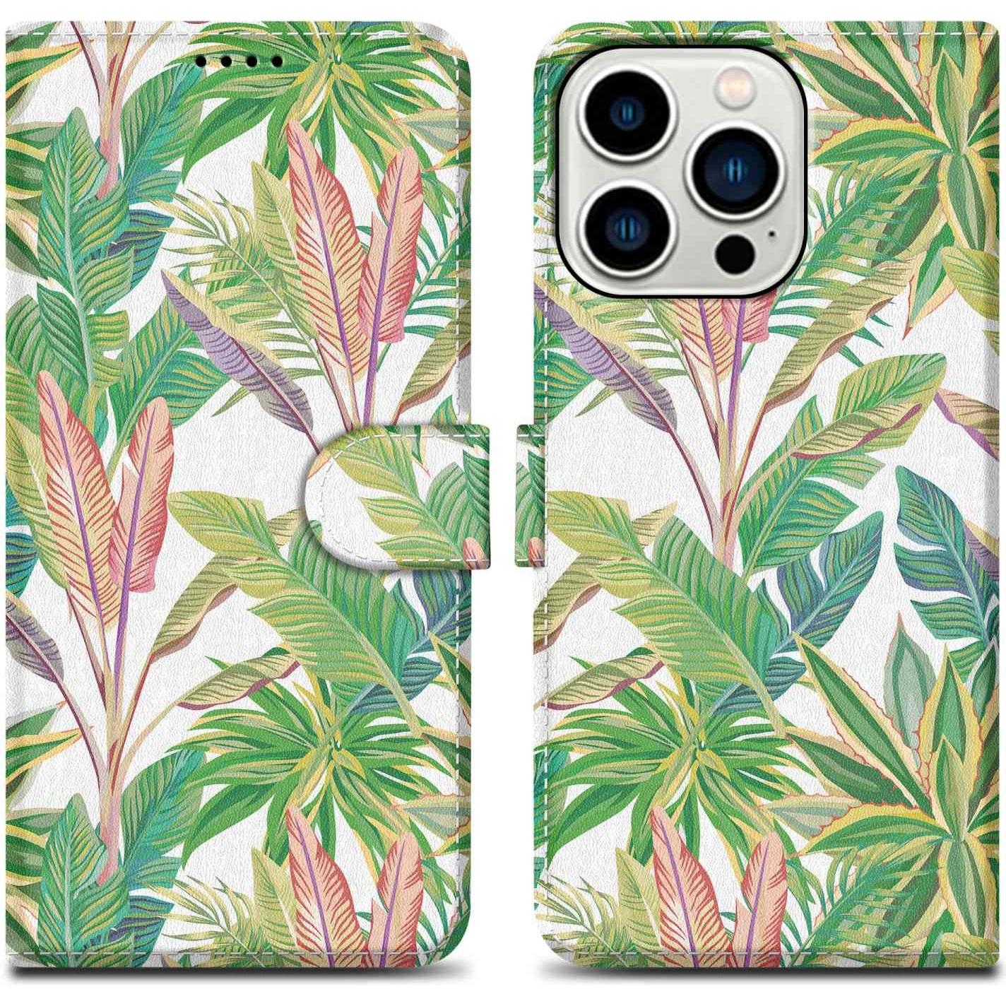 Cadorabo Hülle für Apple iPhone 14 PRO im Book Print Style (Apple iPhone 14 Pro), Smartphone Hülle, Grün
