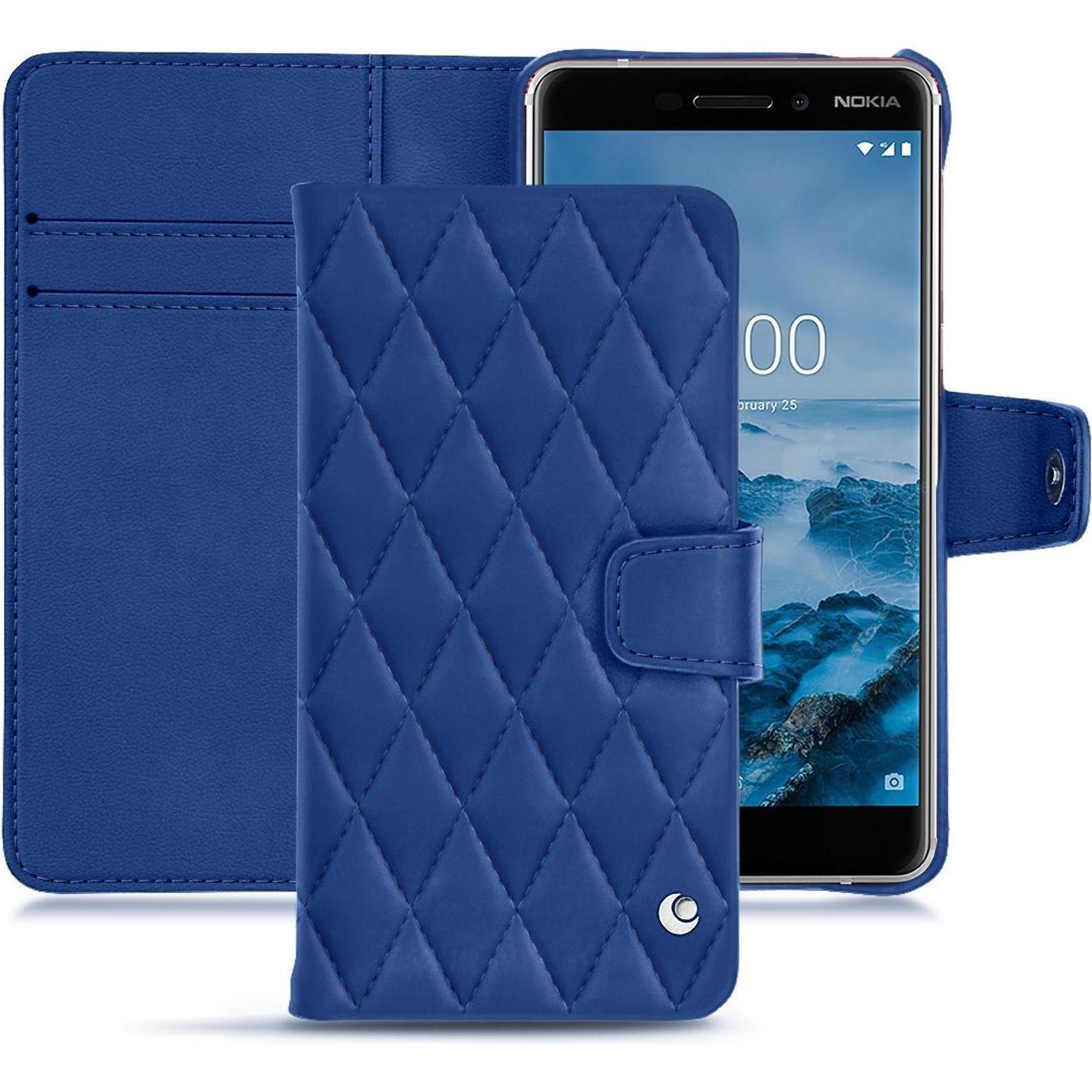 Noreve Lederschutzhülle Wallet (Nokia 6 (2018)), Smartphone Hülle, Blau