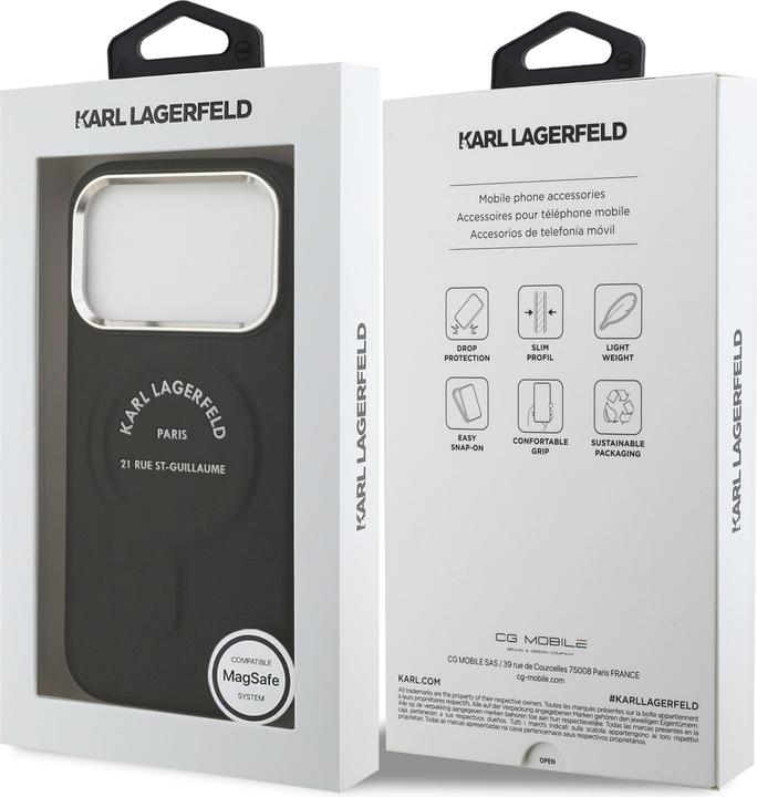Productafbeelding Karl Lagerfeld - Leather Karl RSG Logo MagSafe (KLHMP17XPSKRSGEK) - iPhone 17 Pro Max - Black (Apple iPhone 17 Pro Max)
