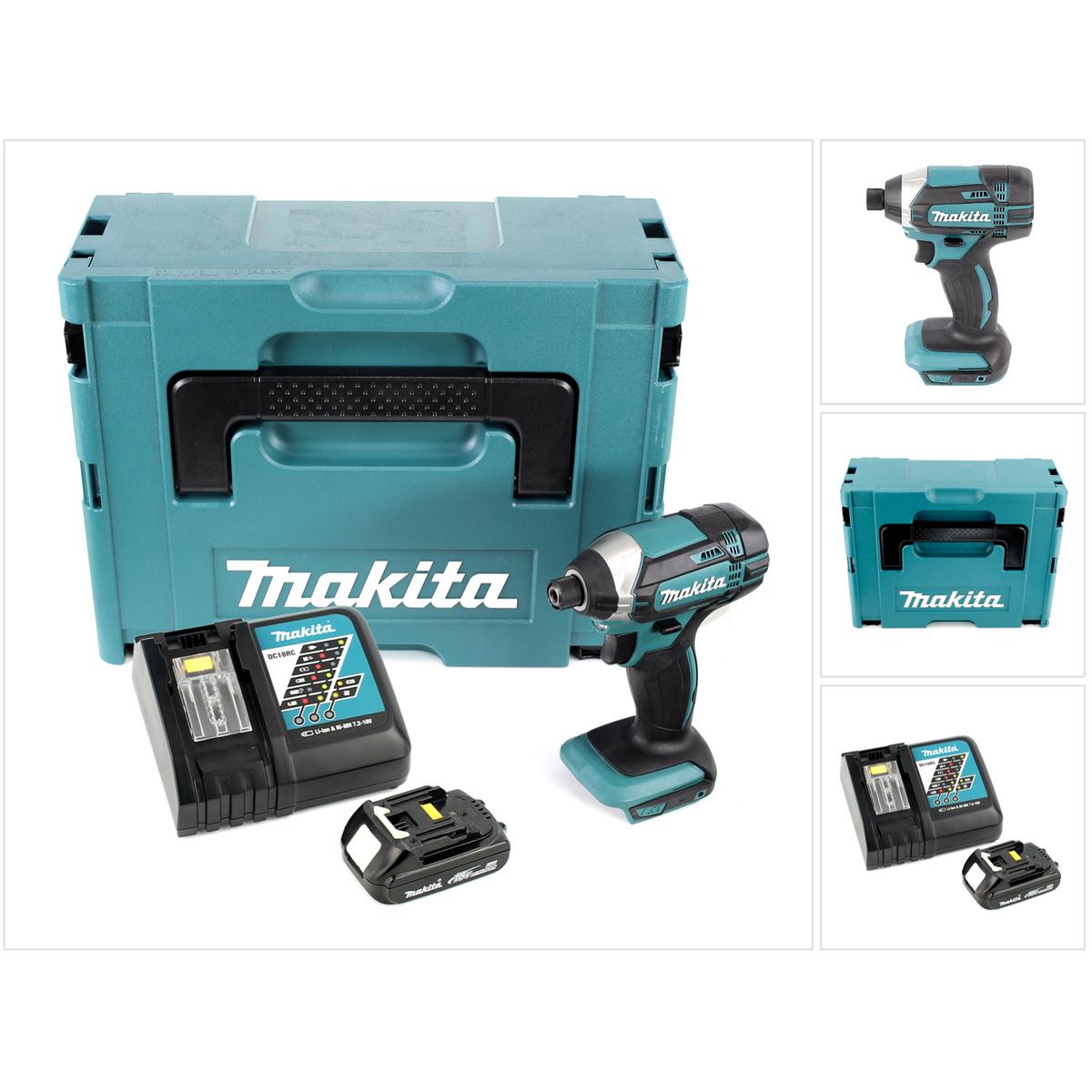 Makita, Trapano + Avvitatore a batteria, DTD 152 Y1J-D 18V Avvitatore ad impulsi a batteria in valigetta Makpac + 1x Batteria BL 1815