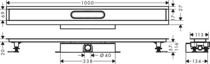 Actual product image hansgrohe Complete set uBox universal, for shower channels prefabricated sets, flat 1000mm (1000 mm)