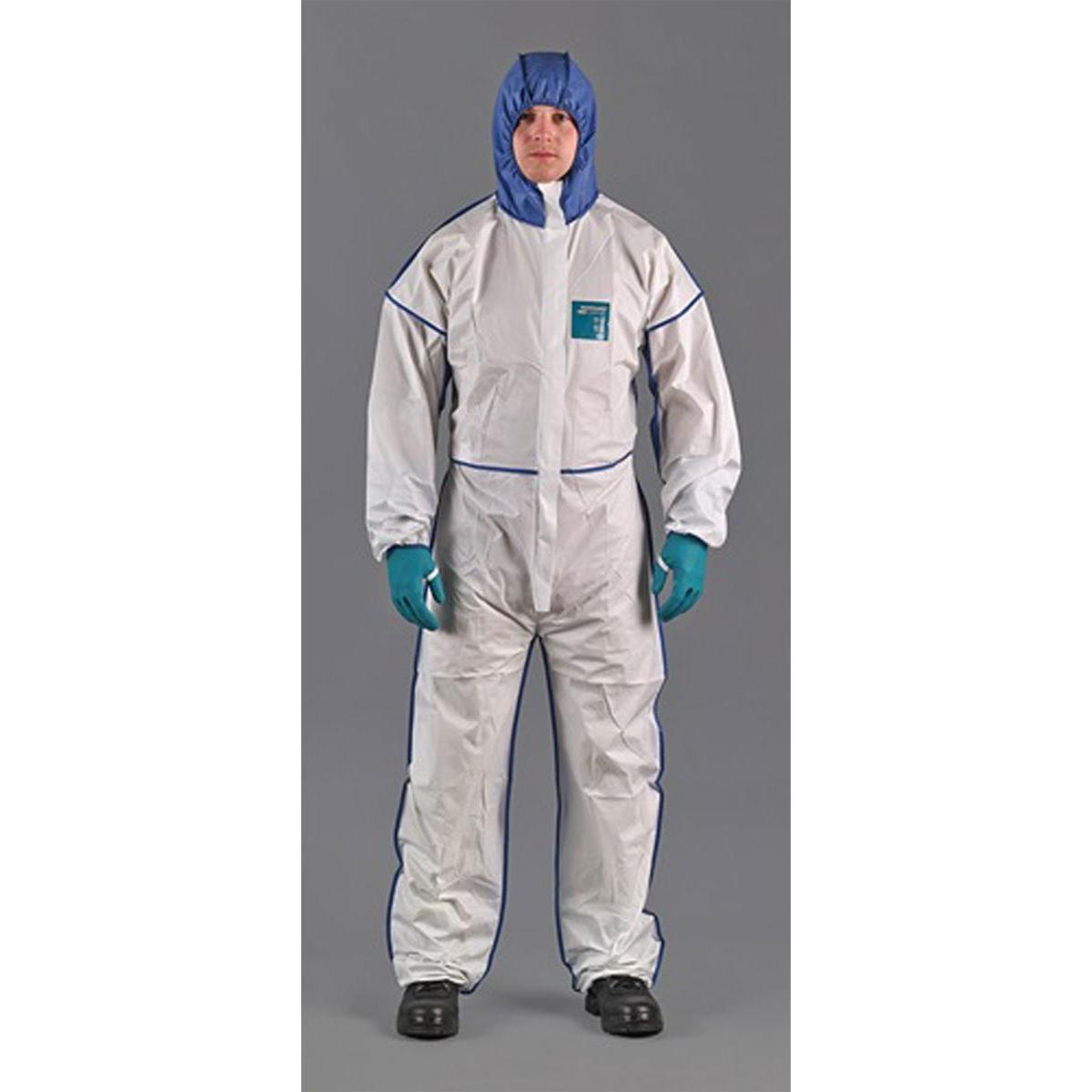 Ansell, Arbeitsjacke, Schutzoverall AlphaTec 1800 Comfort Grösse L weiss/blau PSA-Kategorie III (L)