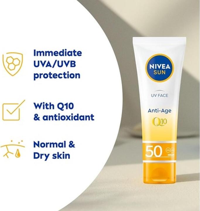 Produktbild NIVEA Sun UV Face Q10 Anti-Age (Sonnencreme Gesicht, SPF 50, 50 ml, 150 g)